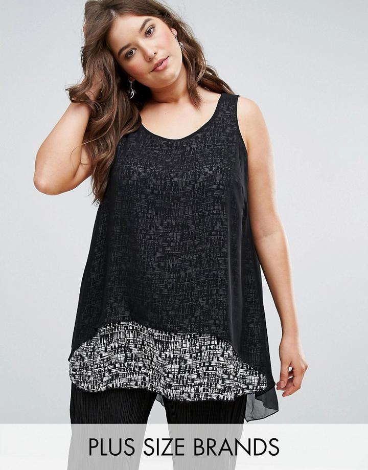 Koko Double Layer Chiffon Contrast Abstract Print Blouse - Multi
