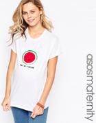 Asos Maternity T-shirt With Melon Print - White