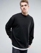 Asos Oversized Sweatshirt With T-shirt Hem - Black