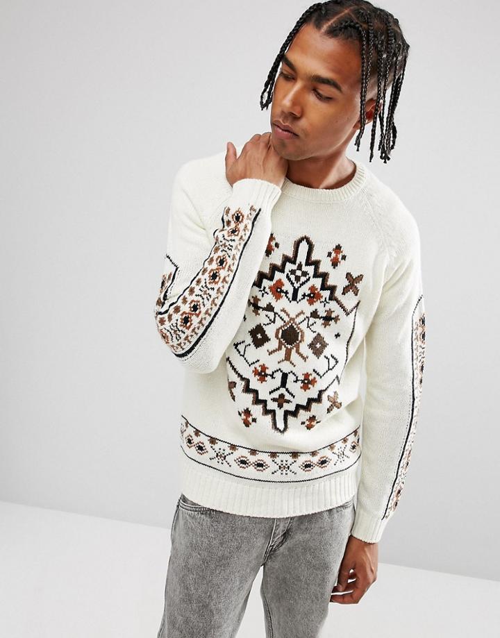 Asos Sweater With Design In Cream - Cream