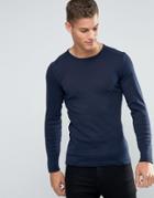 Esprit Long Sleeve Top In Slim Fit - Navy