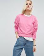 Asos Oversized Cropped Sweatshirt - Pink