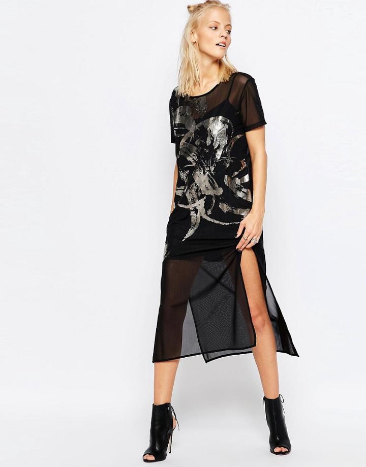 Religion Radience T-shirt Dress - Jet Black