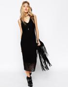 Asos Crochet Midi Dress With Lace Hem - Black $31.00
