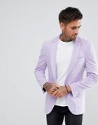 Asos Super Skinny Blazer In Lilac Jersey - Purple