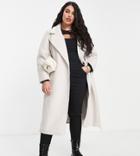 Ever New Curve Wrap Tie Smart Midi Formal Coat In Cream-white