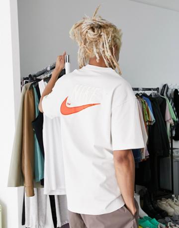 Nike Trend Retro Logo Oversized Pocket T-shirt In Stone-neutral
