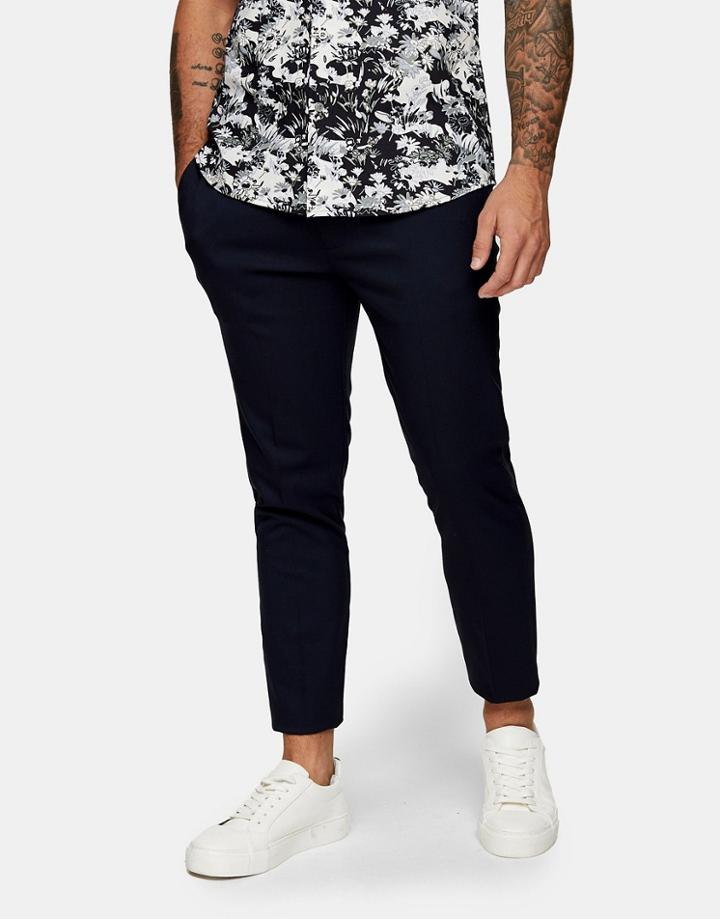 Topman Smart Skinny Sweat-style Pants In Navy-blues