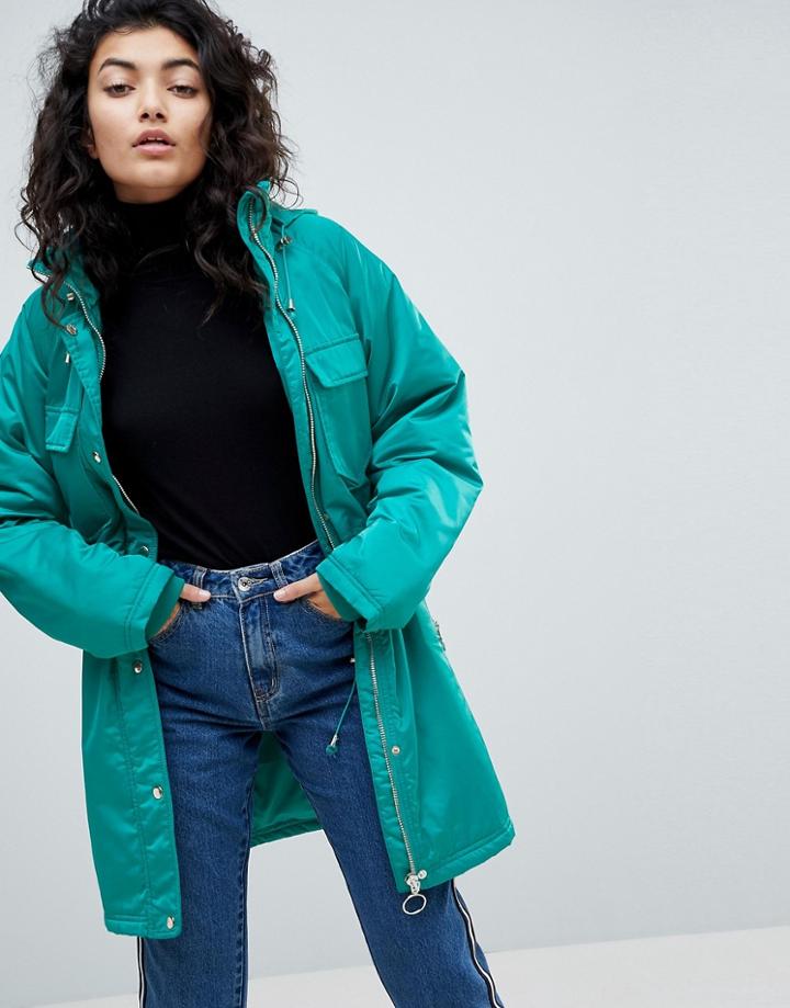 Asos Parka With Belt Detail-copper