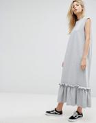 Outstanding Ordinary Sleeveless Midi Dress With Frill Hem - Gray