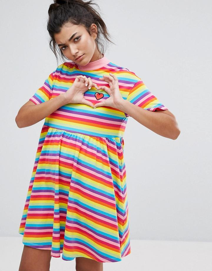 Lazy Oaf Rainbow Sally T-shirt Dress - Multi