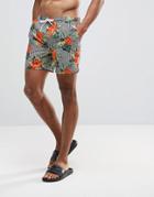 Bravesoul Swim Shorts In Tropical Striped Print - Black
