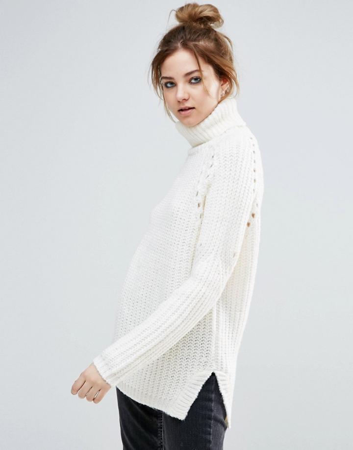 John & Jenn Sammy Lofty Overrsized Turtleneck Sweater - White