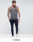 Asos Tank/super Skinny Jogger 2 Pack Charcoal Marl/navy Save - Multi