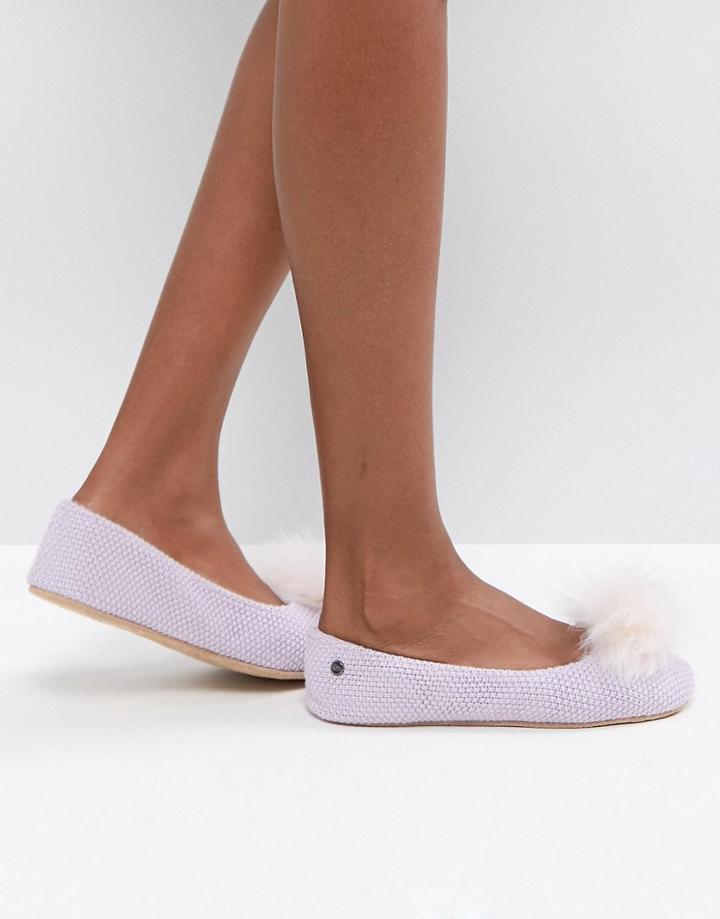 Ugg Andi Purple Pom Slippers - Pink