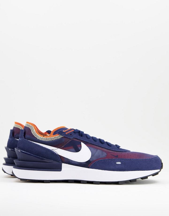 Nike Waffle One Sneakers In Midnight Navy/orange