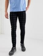 Liquor N Poker Skinny Jeans In Black Check - Black