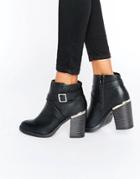 New Look Cross Strap Heel Ankle Boots - Black