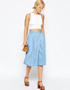 Asos Denim Soft Culotte - Mid Wash Blue