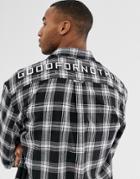 Good For Nothing Oversized Check Shirt In Black With Back Logo - Black