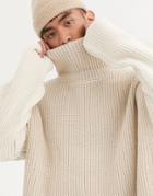 Asos Design Oversized Funnel Neck Sweater In Ecru-cream