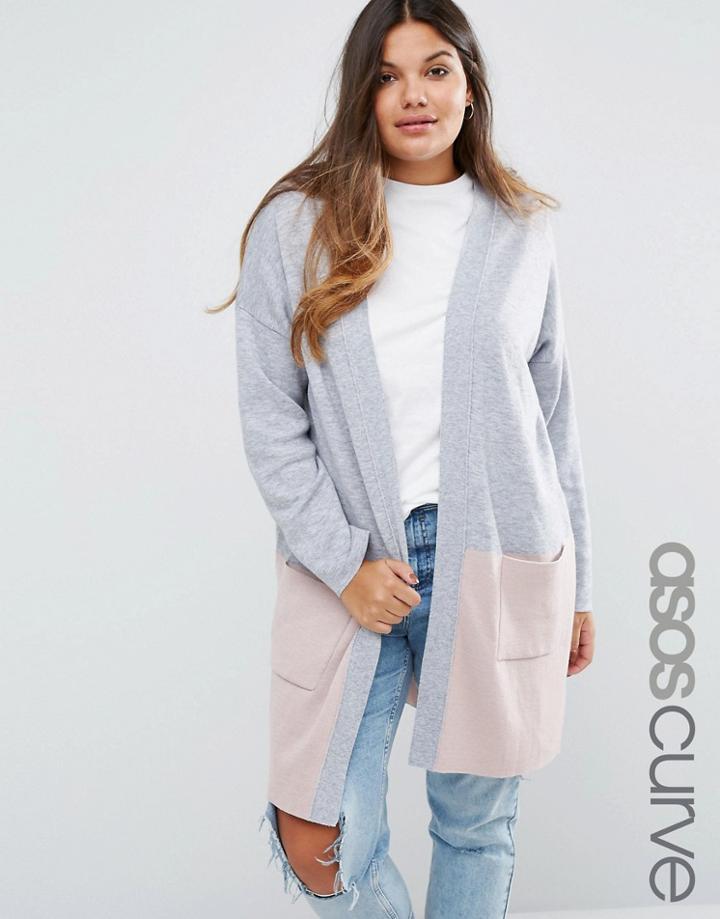Asos Curve Cardigan In Color Block - Multi
