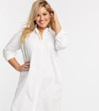 Asos Design Curve Cotton Mini Shirt Dress In White