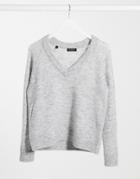 Selected Femme Sweater With V-neck And Brushed Knit In Gray-grey