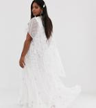 Asos Edition Curve Embellished Cape Wedding Dress-white