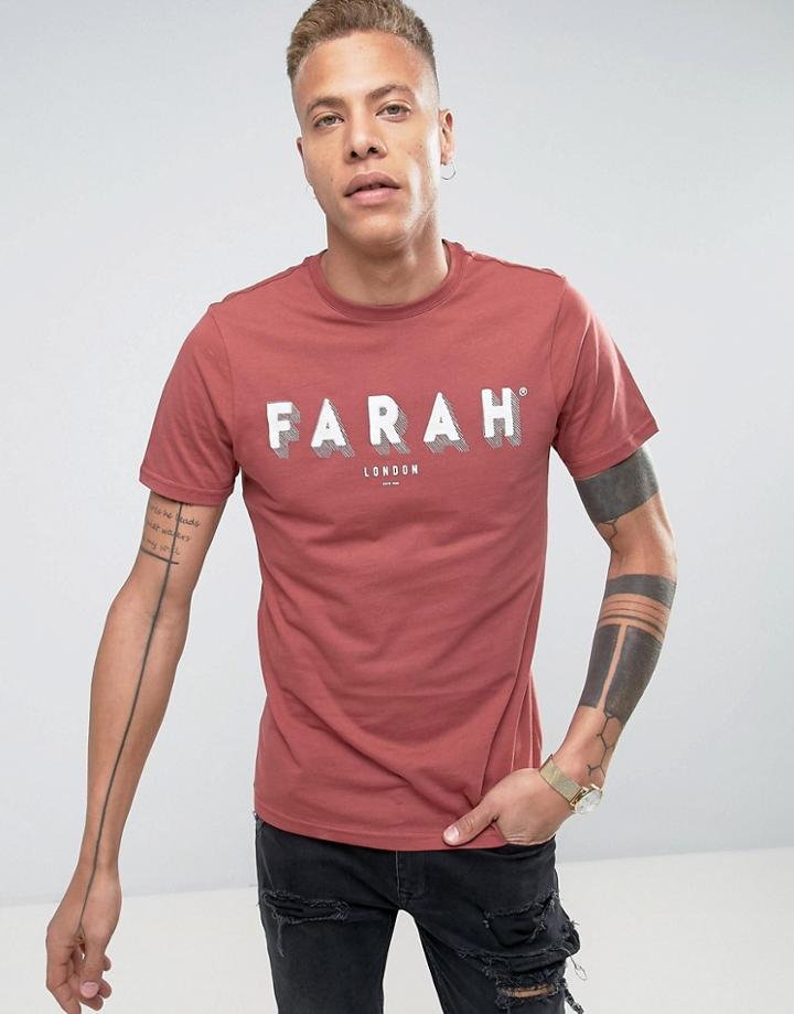 Farah Haven Slim Fit Logo Text T-shirt Red - Red