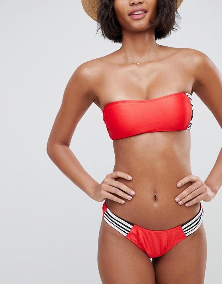 Glamorous High Leg Bikini Bottom In Stripe-multi