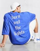 Asos Dark Future Co-ord Oversized T-shirt With Gothic Text Print Slogan In Blue - Part Of A Set