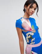 Ted Baker Aeesha T-shirt In Harmony Floral Print - Blue