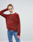 Daisy Street Relaxed Sweater In Chenille - Orange