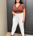 In The Style Plus X Billie Faiers Knitted Drawstring Sweatpants In White