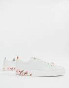 Ted Baker White Leather Sneakers With Floral Sole - White