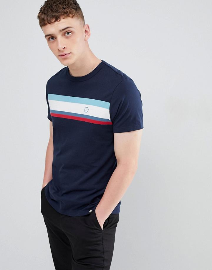 Pretty Green Stripe T-shirt In Navy - Navy