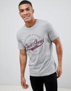 Jack & Jones Logo T-shirt With Vintage Print - Gray