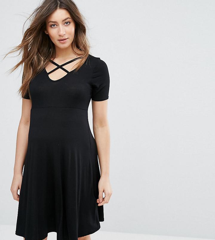 New Look Maternity Skater Dress In Black - Black
