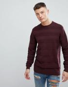 Troy Raised Striped Sweater With Crew Neck - Red