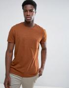Bershka Slub T-shirt In Tan - Tan