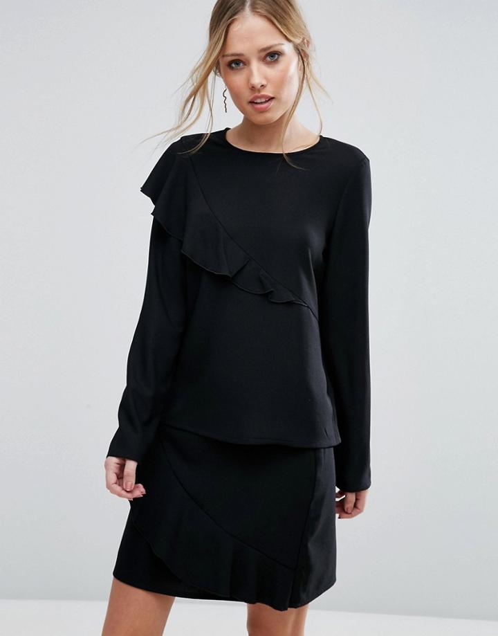 Vero Moda Asymetric Ruffle Top Co-ord - Black