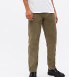 New Look Straight Fit Cord Pants In Khaki-green