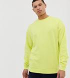 Asos Design Tall Oversized Sweatshirt In Pale Lime-green