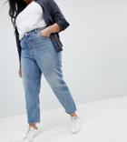Asos Design Curve Florence Authentic Straight Leg Jeans In Light Stone Wash-blue