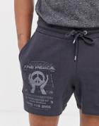 Asos Design Jersey Shorts In Shorter Length With Increase The Peace Print-gray