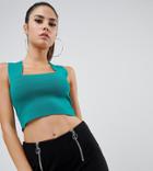 Parallel Lines Bandage Square Neck Crop Top - Green