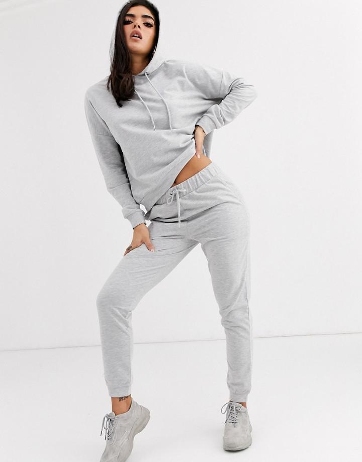 Asos Design Tracksuit Hoodie / Slim Jogger With Tie-gray