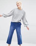 Monki Bell Sleeve Sweatshirt - Gray