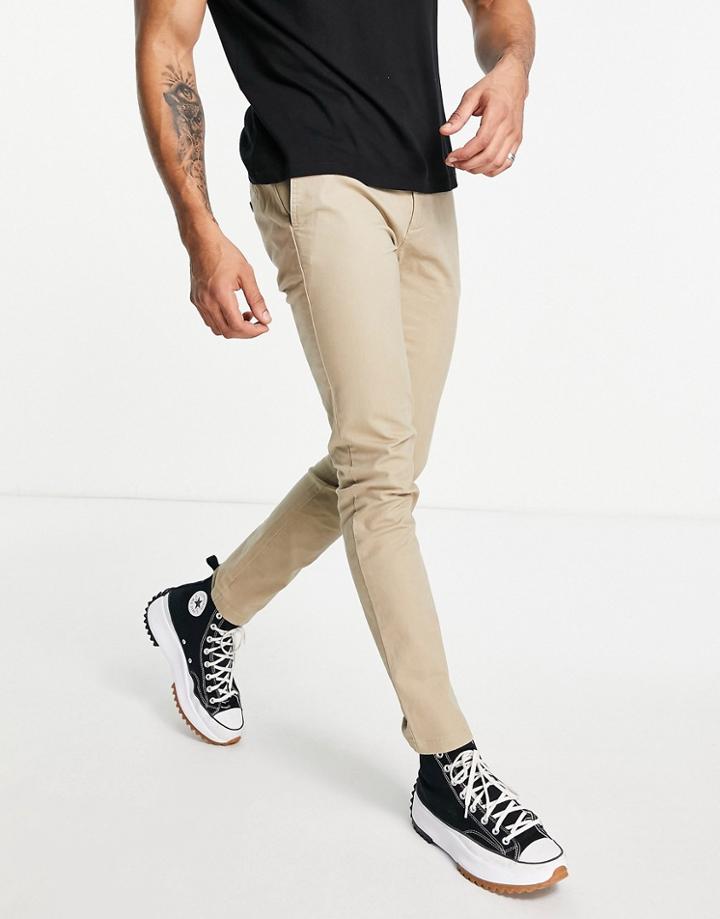 Topman Cotton Blend Slim Chinos In Stone - Stone-neutral